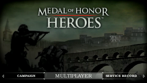 Medal of Honor Heroes title screen for PSP